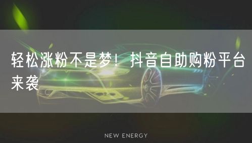 轻松涨粉不是梦！抖音自助购粉平台来袭