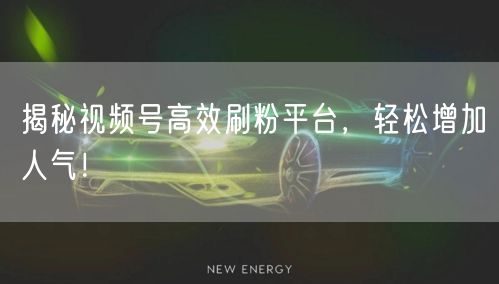揭秘视频号高效刷粉平台，轻松增加人气！