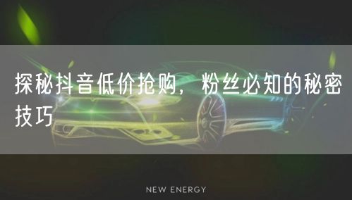 探秘抖音低价抢购，粉丝必知的秘密技巧