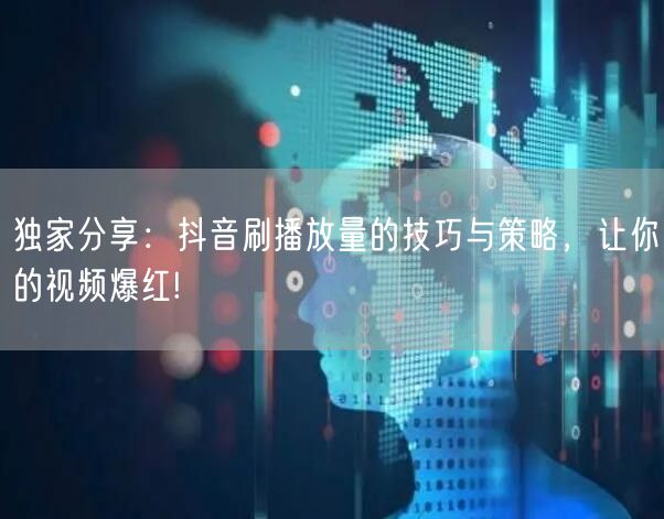 独家分享：抖音刷播放量的技巧与策略，让你的视频爆红!