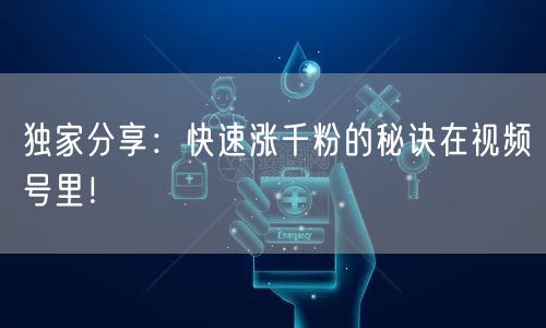 独家分享：快速涨千粉的秘诀在视频号里！