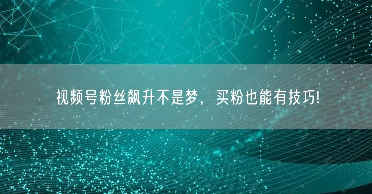 视频号粉丝飙升不是梦，买粉也能有技巧!