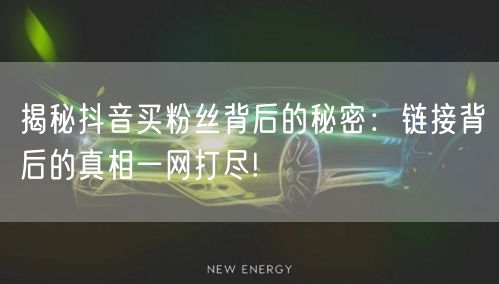 揭秘抖音买粉丝背后的秘密：链接背后的真相一网打尽!