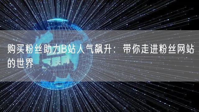 购买粉丝助力B站人气飙升：带你走进粉丝网站的世界