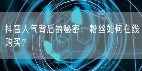抖音人气背后的秘密：粉丝如何在线购买？