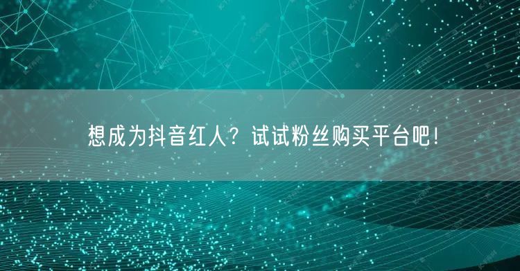 想成为抖音红人？试试粉丝购买平台吧！
