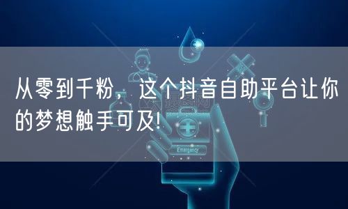 从零到千粉，这个抖音自助平台让你的梦想触手可及!