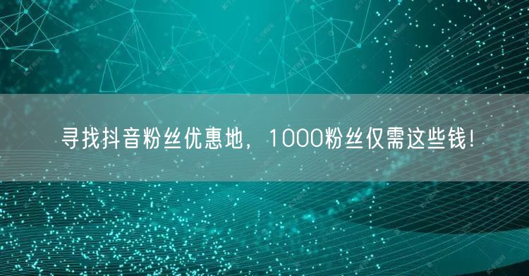 寻找抖音粉丝优惠地,1000粉丝仅需这些钱!