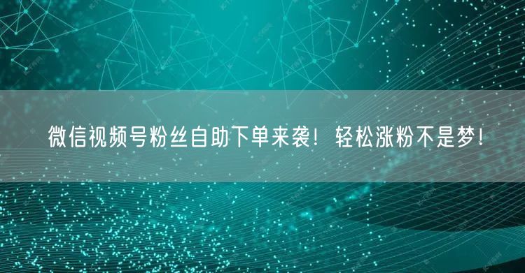 微信视频号粉丝自助下单来袭！轻松涨粉不是梦！