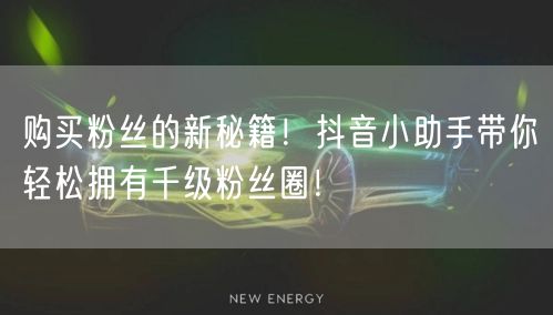 购买粉丝的新秘籍！抖音小助手带你轻松拥有千级粉丝圈！