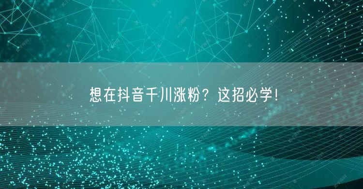 想在抖音千川涨粉？这招必学！