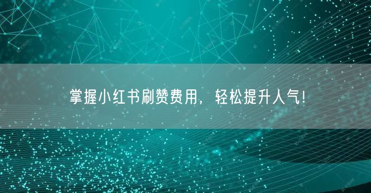 掌握小红书刷赞费用，轻松提升人气！