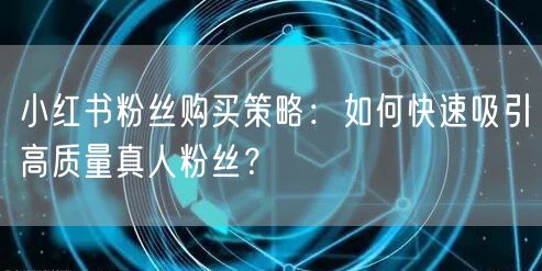 小红书粉丝购买策略：如何快速吸引高质量真人粉丝？
