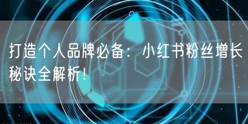 打造个人品牌必备：小红书粉丝增长秘诀全解析！