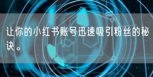 让你的小红书账号迅速吸引粉丝的秘诀。