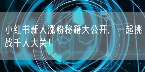小红书新人涨粉秘籍大公开，一起挑战千人大关！
