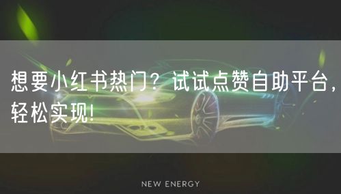 想要小红书热门？试试点赞自助平台，轻松实现!