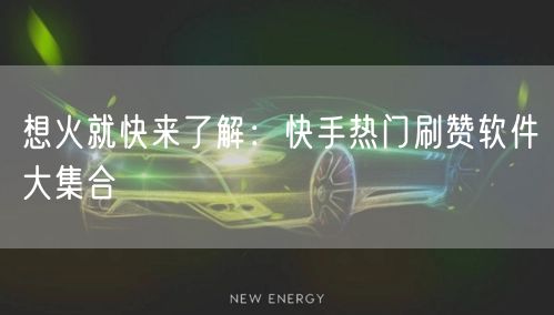 想火就快来了解：快手热门刷赞软件大集合