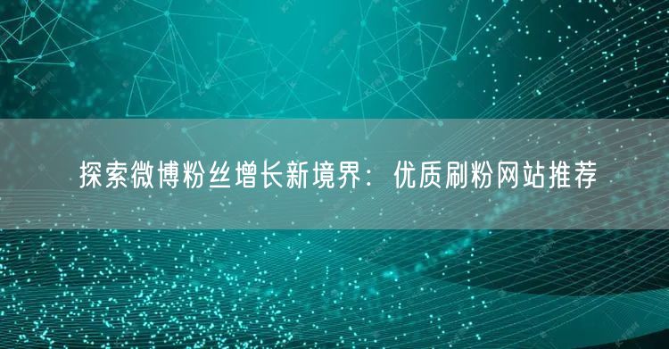 探索微博粉丝增长新境界：优质刷粉网站推荐