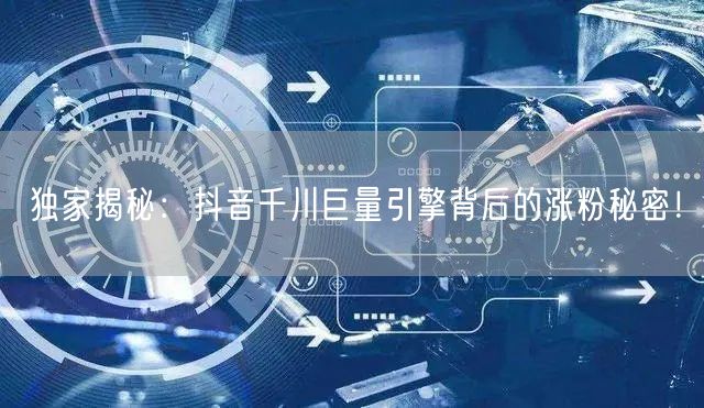 独家揭秘：抖音千川巨量引擎背后的涨粉秘密！