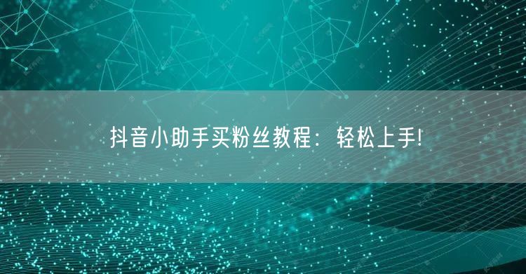 抖音小助手买粉丝教程：轻松上手!